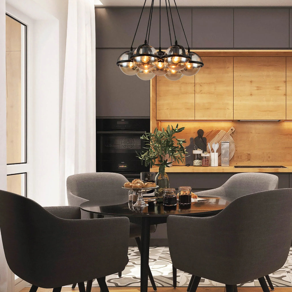 7 Amber Globe Daisy Ceiling Light product photograph showing design detail and finish