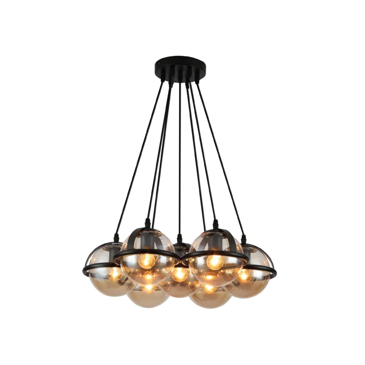 7 Amber Globe Daisy Ceiling Light front view showing complete design, finish and proportions